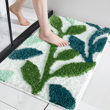 树叶子簇绒地毯家用浴室门口吸水地垫加厚防滑植绒脚垫单针地毯垫