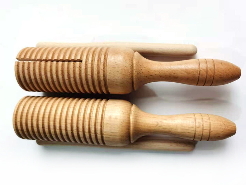 奥尔夫乐器榉木螺纹单响筒 幼儿园儿童教具蛙鸣刮筒