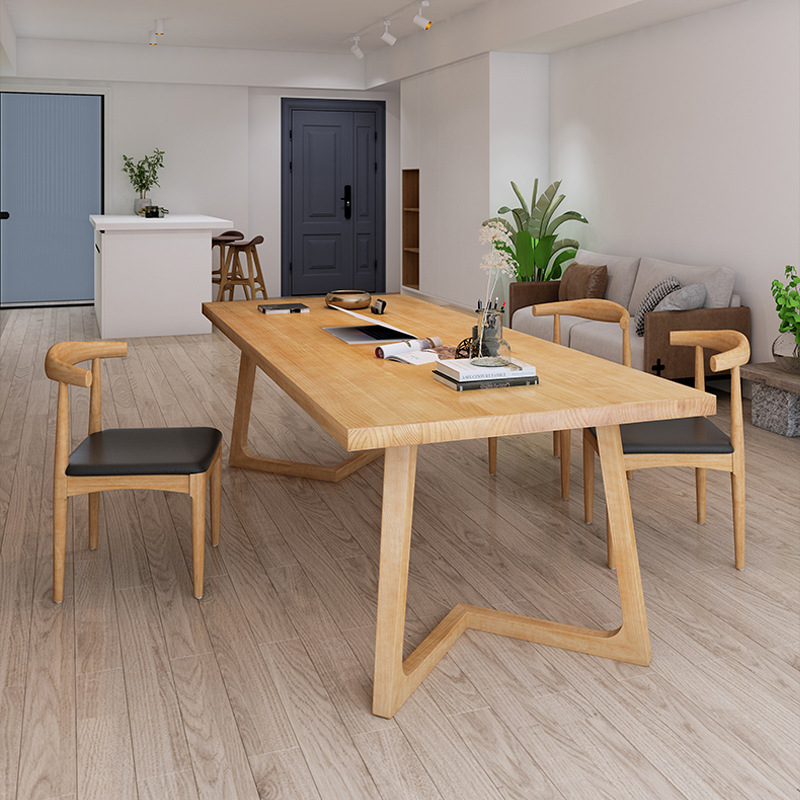 简约实木办公桌 家用长条书房学习书桌北欧客厅工作室电脑写字台