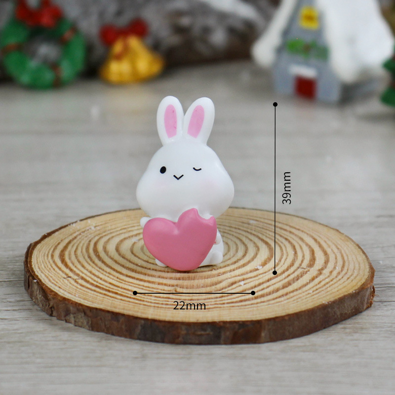 Resin Christmas Ornament Mini Bunny Simulation Cartoon Cute Animal Home Decoration Micro Landscape Landscape Decoration