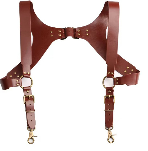 男士跨境朋克造型背带骑士西装内搭衬衫皮质背带潮流束缚腰带可调