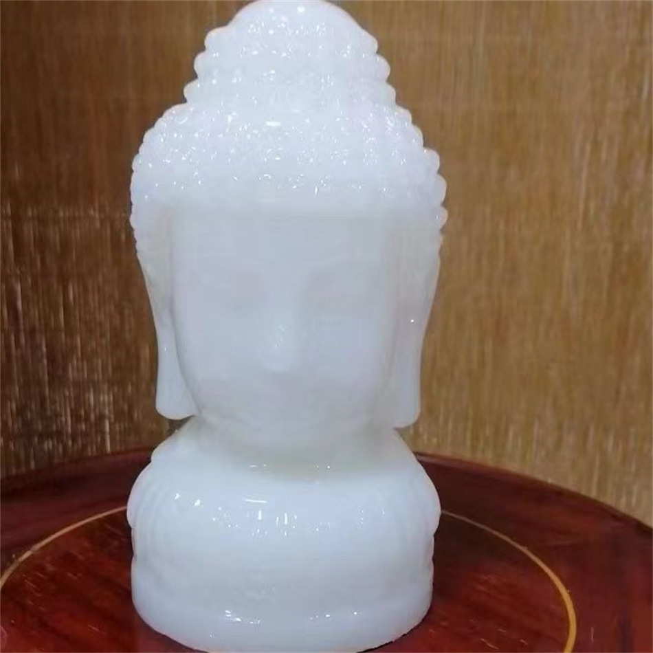 阿富汗玉释迦摩尼佛像摆件玉石新房客厅玄关佛头酒柜办公室摆观音