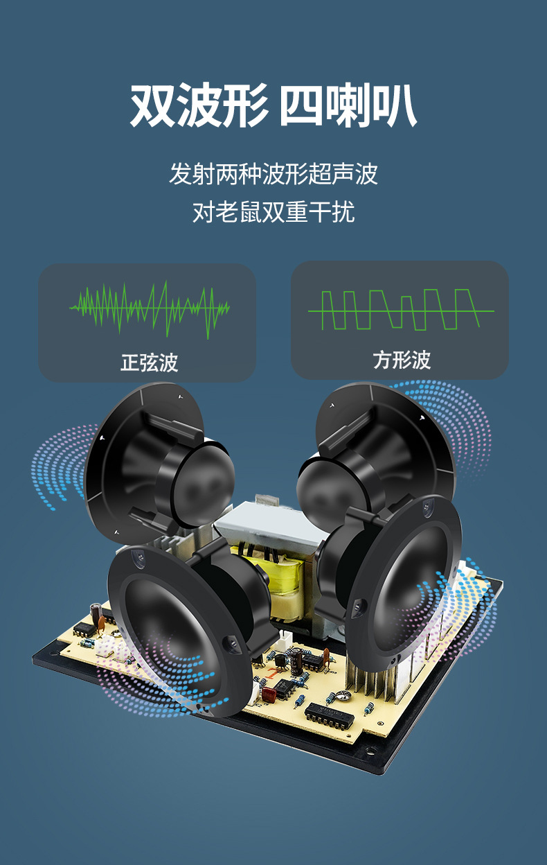 工厂直售鼠敌驱鼠神器超声波大功率灭捕鼠器家用防电子猫sd08-f4
