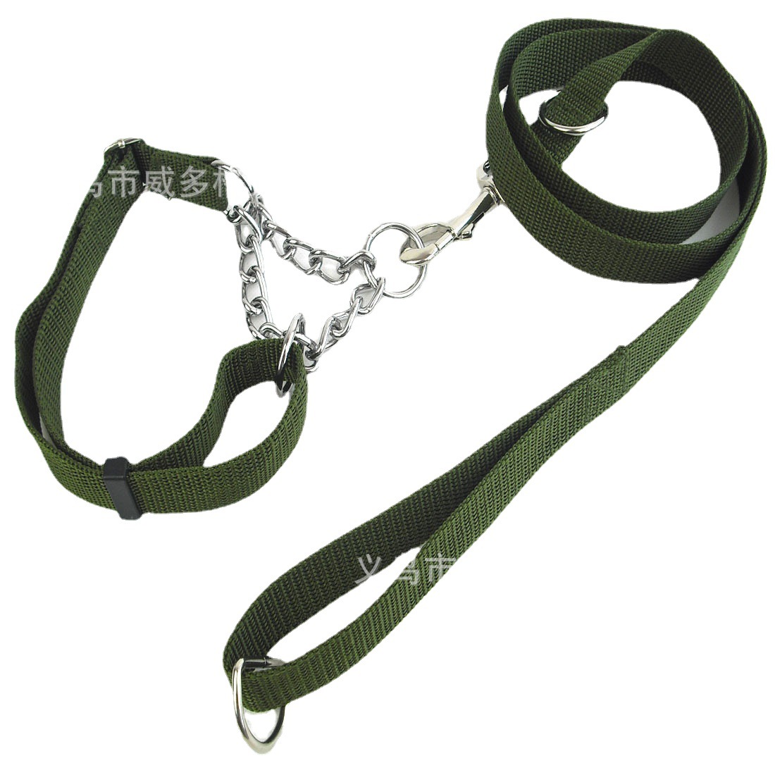 Pet Supplies Wholesale Pet Hand Holding Rope Army Green Chest and Back Cover Dog Harness Army Green Iron Chain Ring Factory Direct Sales