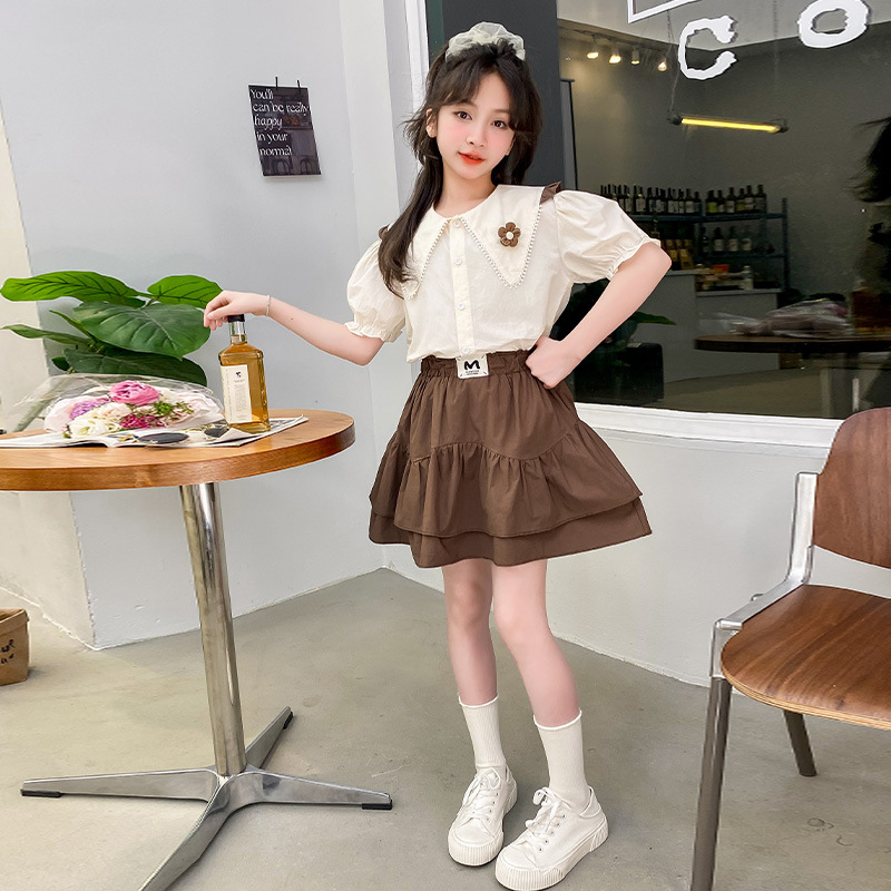 女童连衣裙夏装2024新款洋气儿童夏季网红裙子女孩学院风两件套装