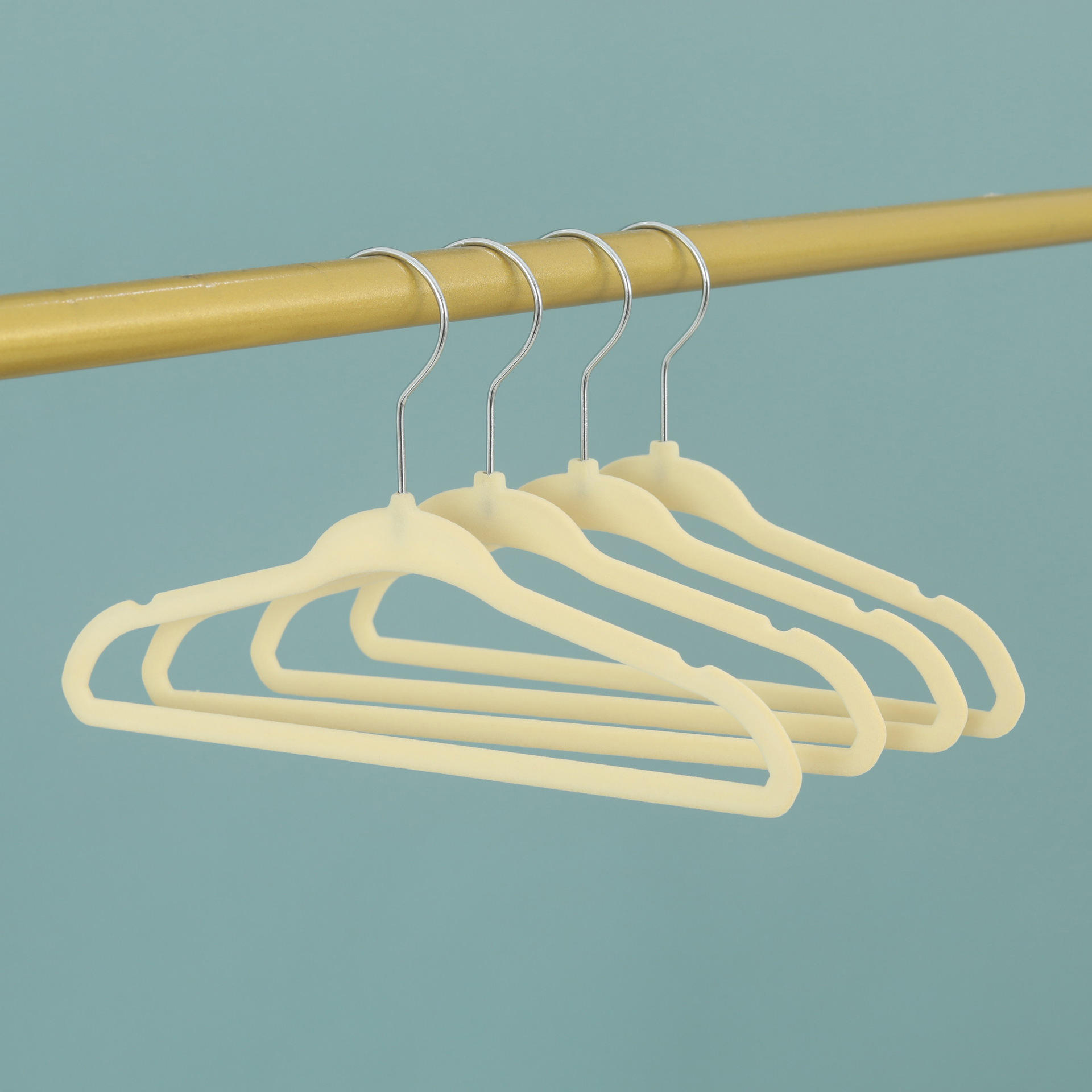 婴儿天鹅绒植绒衣架 家用轻奢无痕防滑衣架 透光收纳整理植绒衣架