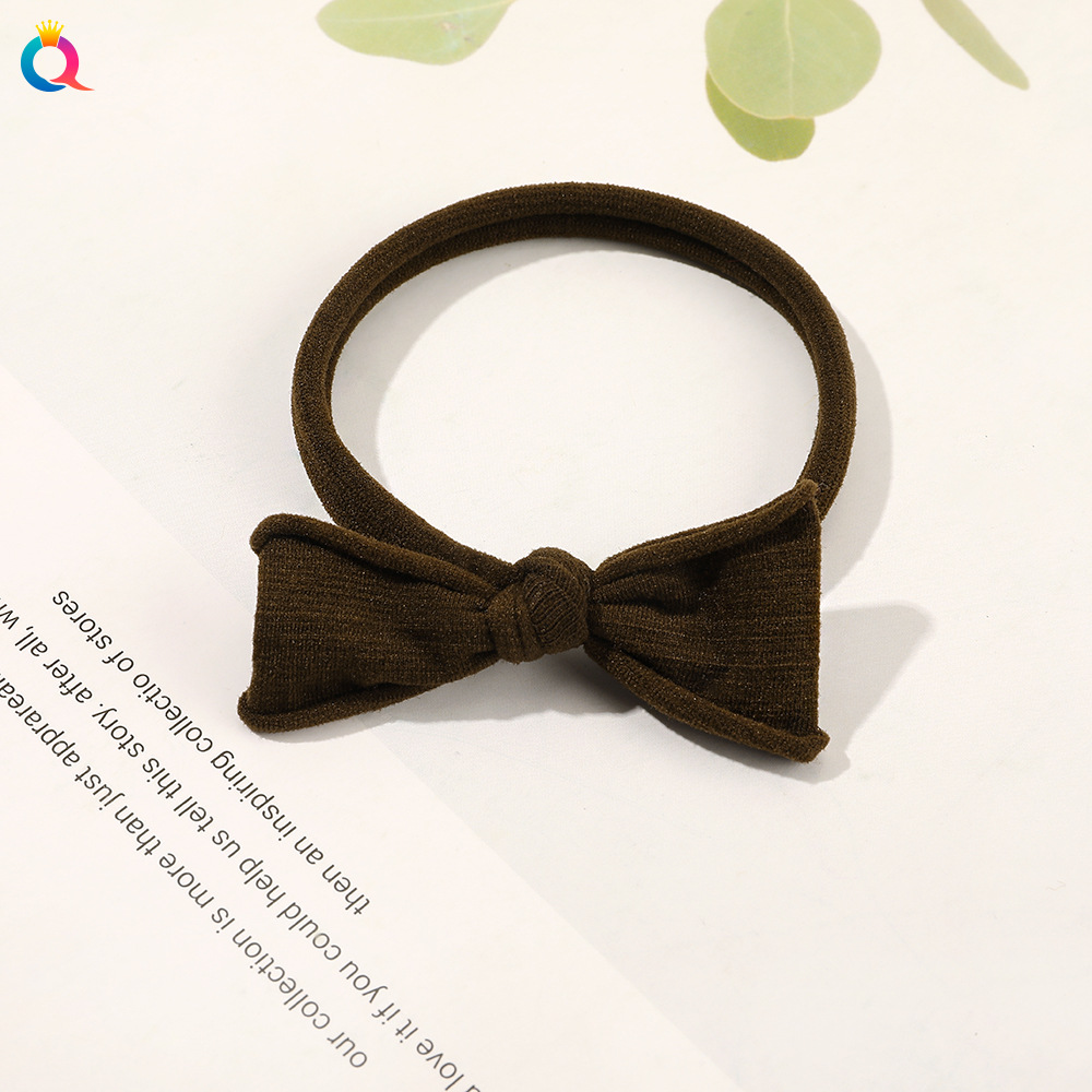 Japanese and Korean Fashion Candy-Colored Headband Basic Style Bow Seamless Hair Band Simple Ponytail Rubber Band