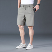 夏季薄款冰丝男士系皮带运动短裤宽松透气五分裤休闲沙滩速干中裤