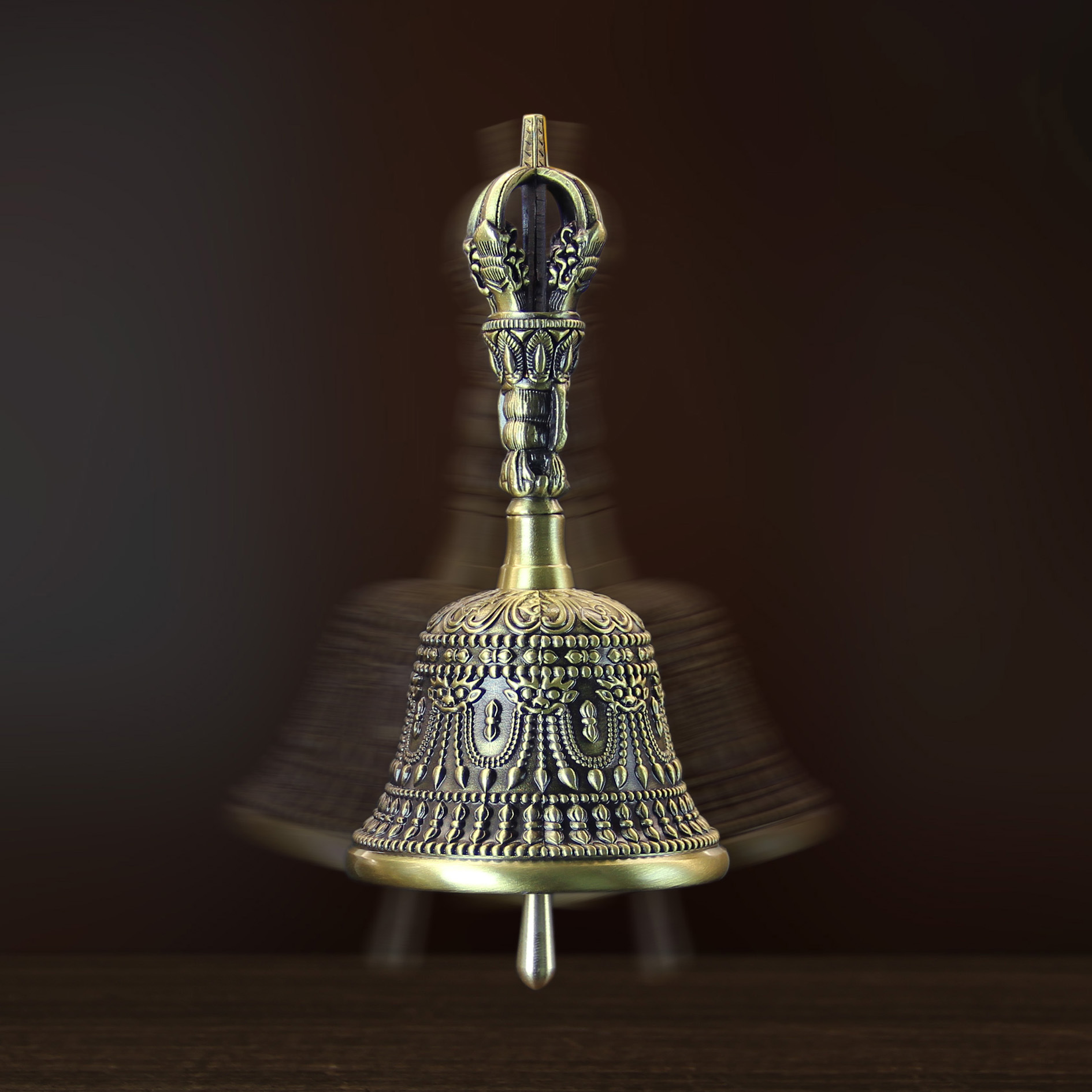 全黄铜小号五股金刚手摇铃藏式西藏密宗教佛具道士铃佛具用品批发