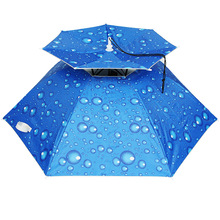 钓鱼伞帽头戴伞折叠头伞帽户外防风雨晒遮阳垂钓大号双层帽子雨伞