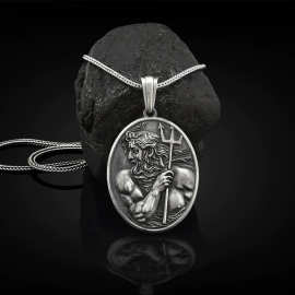 波塞冬海王吊坠男士复古钛钢项链北欧神话配饰欧美跨境热销饰品