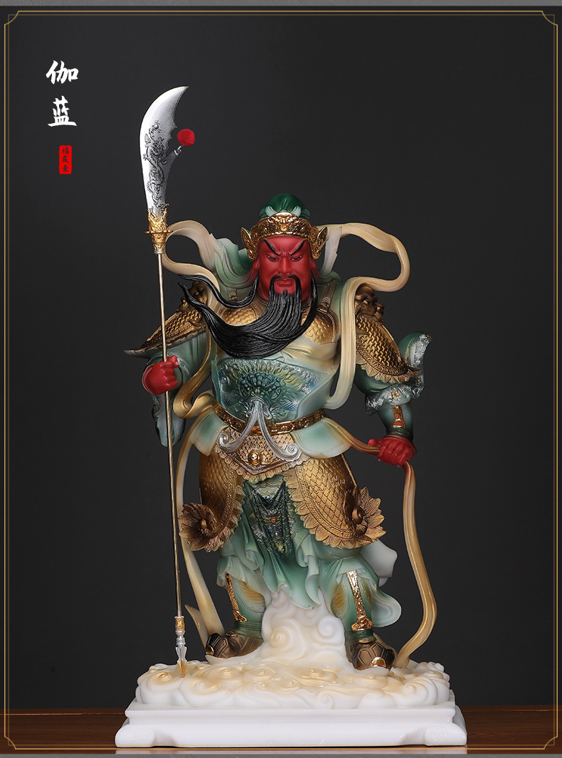 福盛东伽蓝韦陀菩萨护法佛像韦天将军关公僧伽蓝摩汉白玉神像