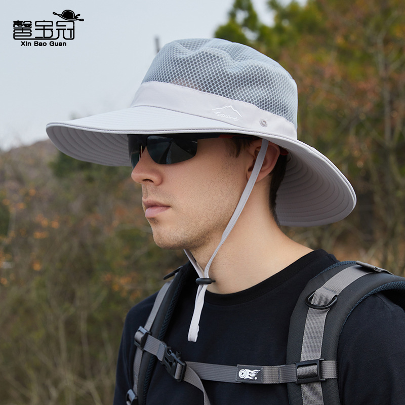 9214 Sun Protection Hat Men's Sunhat Face-Covering Hat Female Big Brim Fisherman Hat Summer Outdoor Double Top Fishing Hat