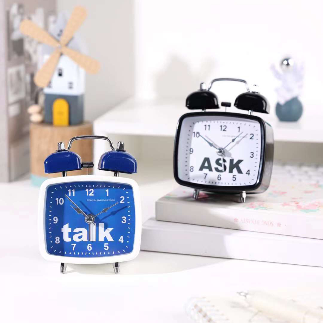 25256 青壹坊tr-dc04602hi长方形中性闹钟儿童简易提醒钟唤醒闹铃