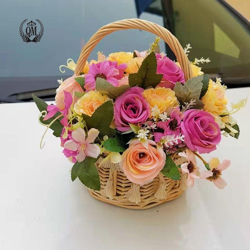 花篮鲜花藤编小花篮编织篮手提干花插花野餐草编花篮子小花篮