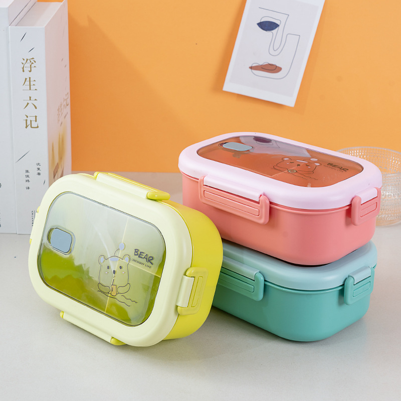 Single-Layer Partitioned and Portable Lunch Box Wholesale Foreign Trade Student Only Canteen Insulation Heated Bento Box Lunch Box with Lock