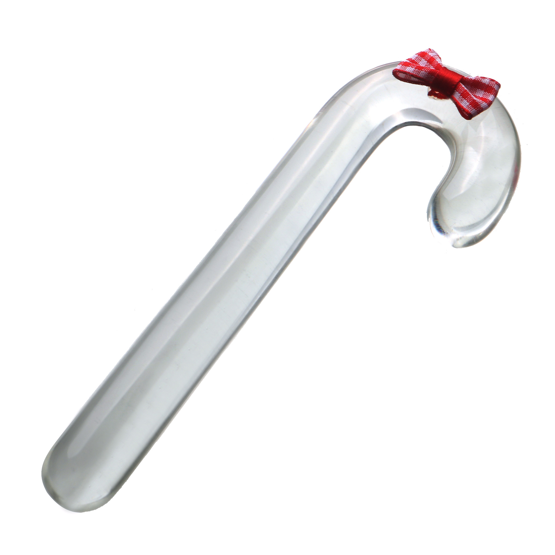 Cute Mini Christmas Crutches Transparent Glass Penis Butt Plug Women's Magic Wand Sex Toys Factory Delivery