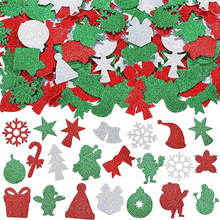 闪光圣诞泡沫贴纸圣诞主题形状贴纸圣诞工艺贴纸圣诞派对装饰贴纸