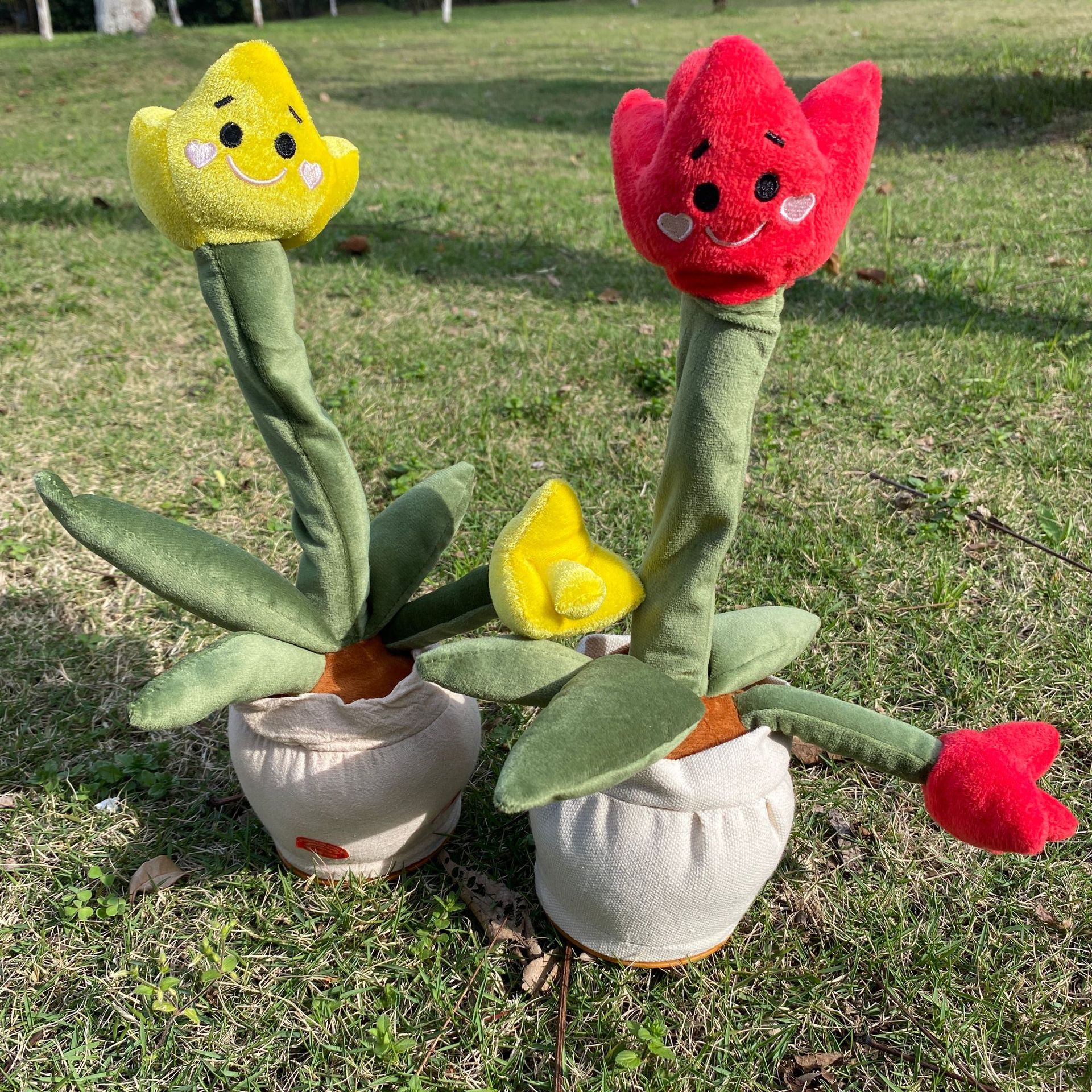 跨境会扭动唱歌跳舞郁金香玩具妖娆花儿童声控鲜花沙雕学说话玩偶