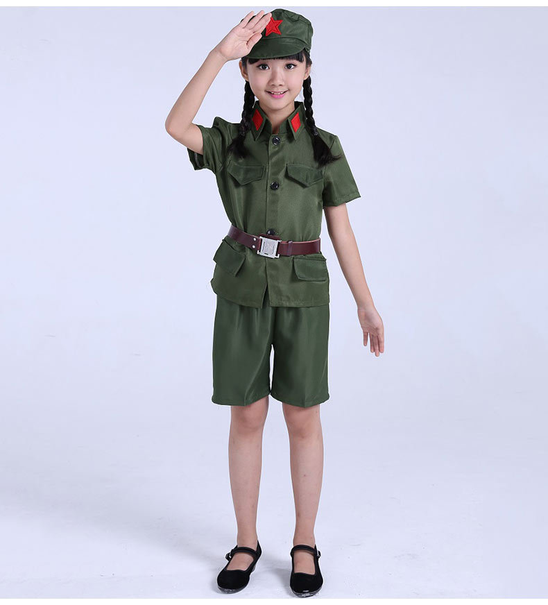 儿童小红军演出服幼儿女童军装解放军八路军闪闪红星舞蹈表演服装