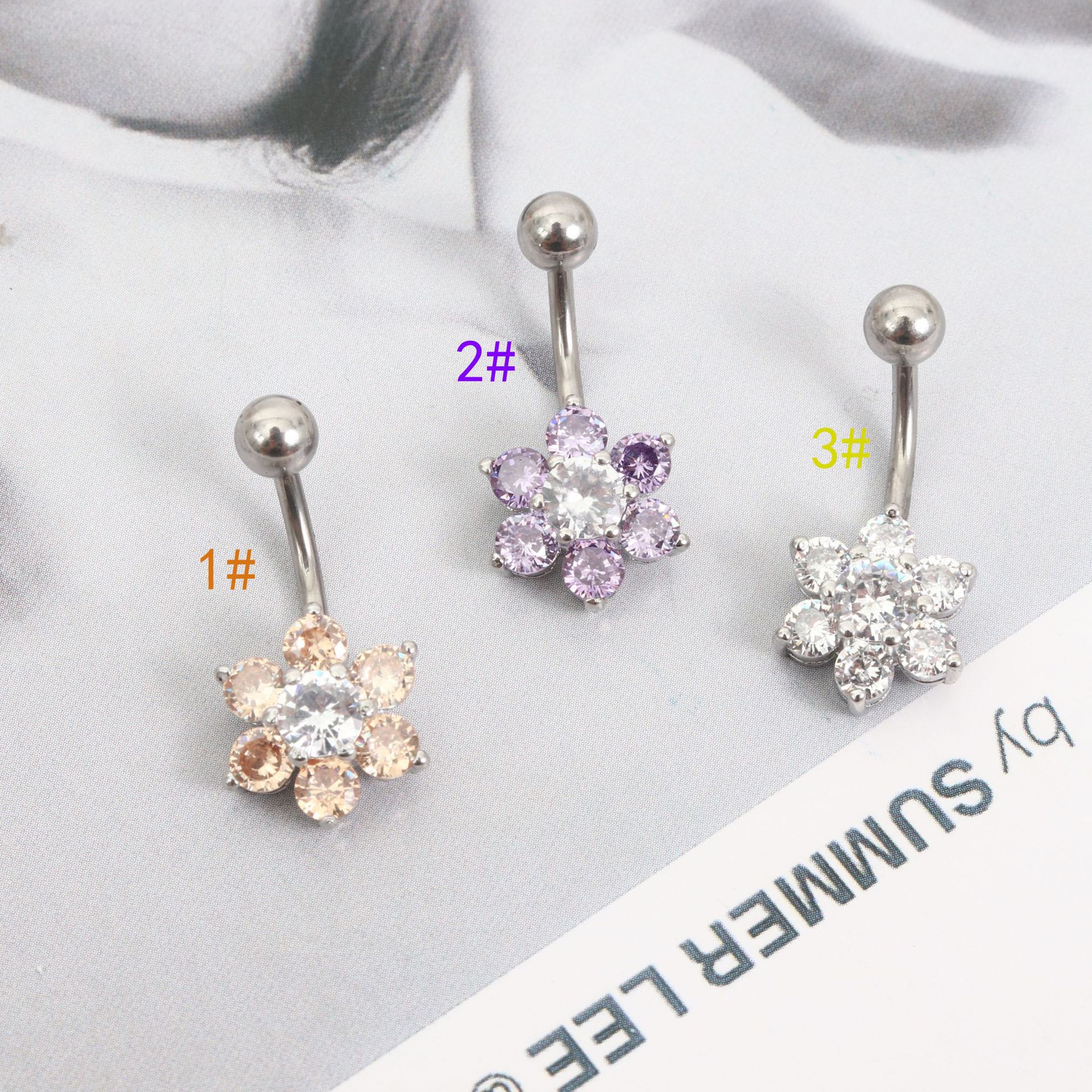 女款欧美性感几何形肚脐环 螺纹穿孔不锈钢脐钉 个性穿刺饰品批发