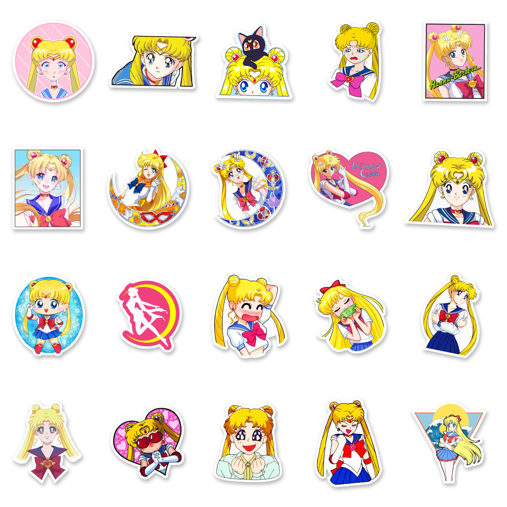 50张日漫美少女涂鸦贴纸汽车手机行李箱水杯装饰贴纸防水批发