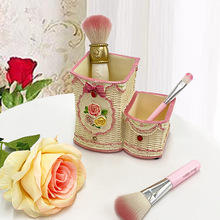 欧式复古典玫瑰花造型化妆刷收纳笔筒树脂装饰桌面摆件教师节礼物