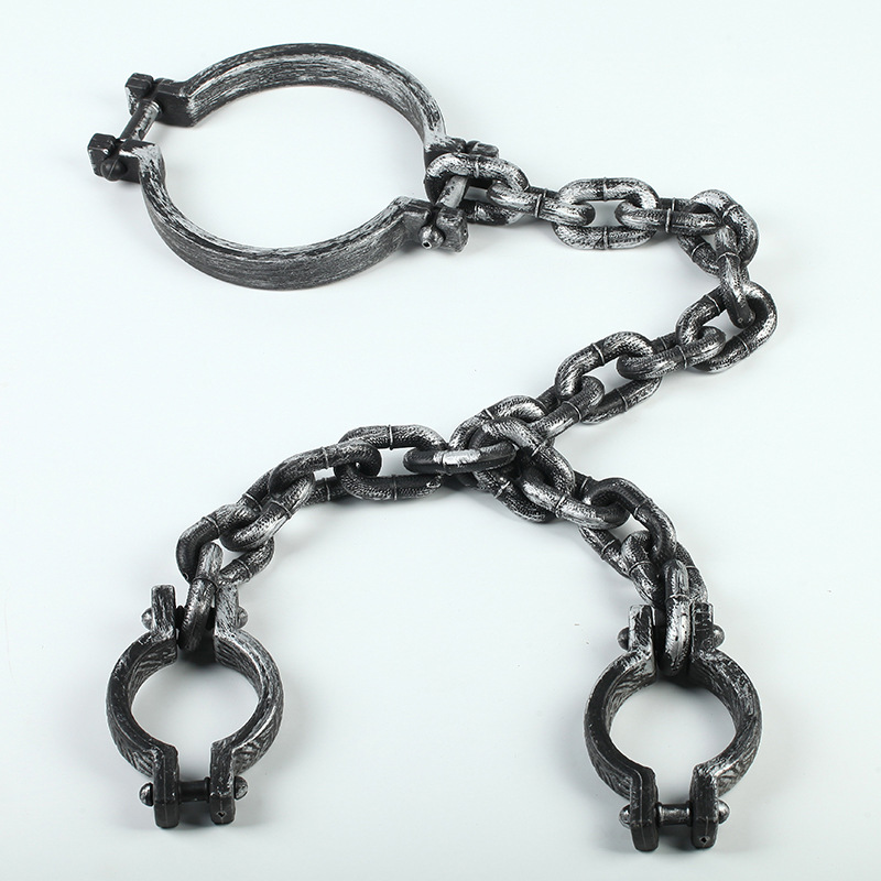 厂家直销 万圣节舞会整蛊玩具手铐道具手链塑料仿真镣铐