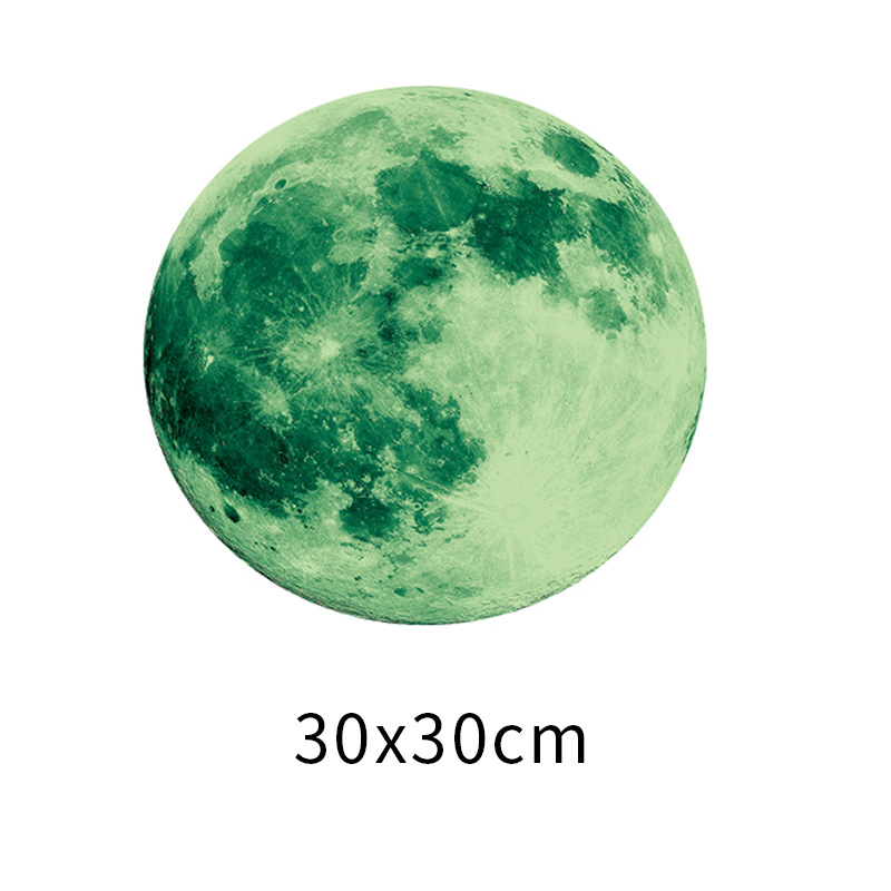 30cm Luminous Moon Wall Stickers Children's Room Decoration Luminous Moon Decorative Stickers Green Light/Blue Light/Pink Light