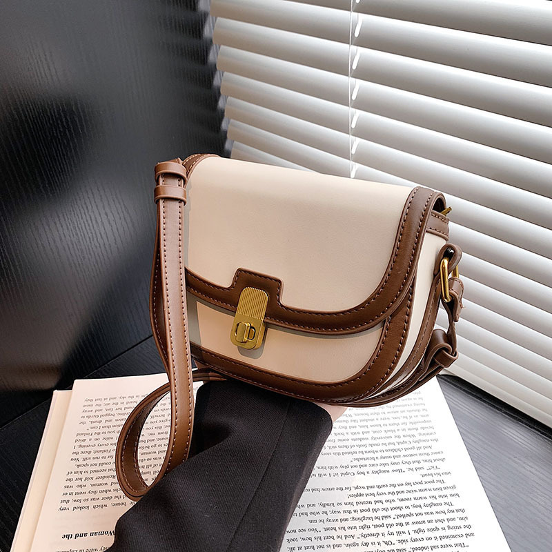 2022 Solid Color New Ladies' Bags PU Leather Fashion Trend Saddle Bag Shoulder Crossbody Shoulder Bag Twist Lock Bag