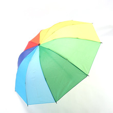 厂家直销保险广告伞10K彩虹伞三折雨伞实用礼品伞，可按要求印刷