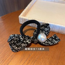 美在春天里 韩版东大门2025气质碎花蝴蝶结大珍珠发绳发圈