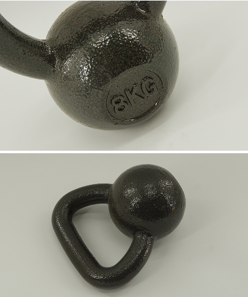 铸铁壶铃 健身提壶铃家用黑色壶铃健身器材 浸塑壶铃男女健身器材