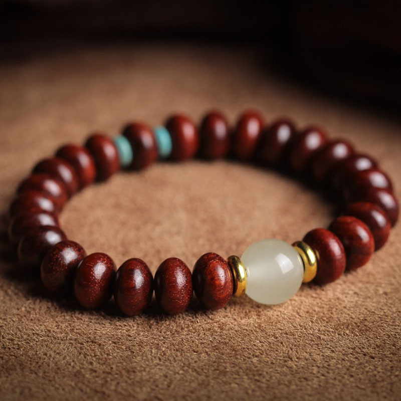 直播爆款小叶紫檀算盘珠单圈手串夜明珠配饰配珠血檀手链文玩手链