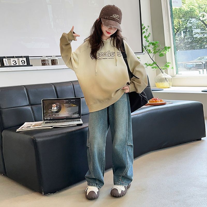 女童秋装套装2025新款洋气时髦大童春秋儿童牛仔裤卫衣早秋两件套