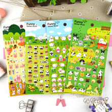 韩国Funny羊牛狗兔子动物立体泡棉贴纸手机相册日记DIY装饰键盘贴