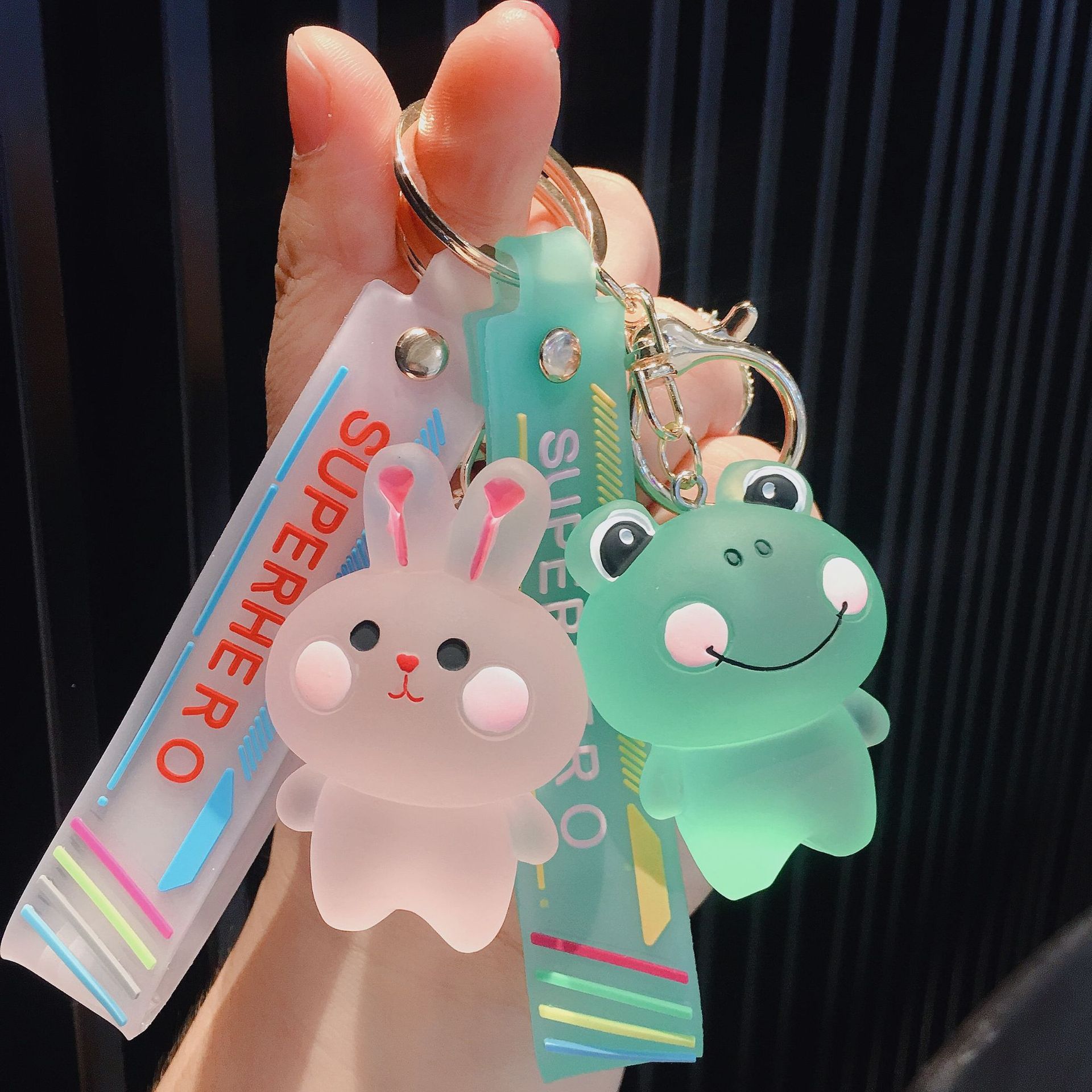 水晶树脂情侣卡通腮红兔子小熊动物系列钥匙扣挂饰包包配饰小礼品