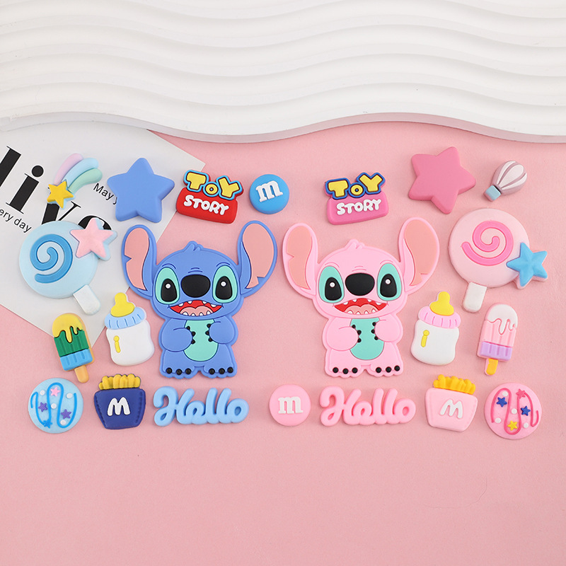 星际宝贝史迪仔PVC软胶配件diy手机壳装饰材料洞洞鞋扣收纳盒贴片