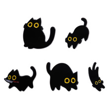 创意呆萌可爱黑色猫咪胸针卡通小猫趣味造型个性金属徽章饰品