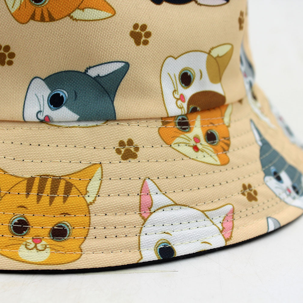 Bucket Hat Men's and Women's New Cartoon Animal Printing Big Brim Hat Korean Style Personalized Outdoor Sun Protection Sun-Proof Basin Hat Tide