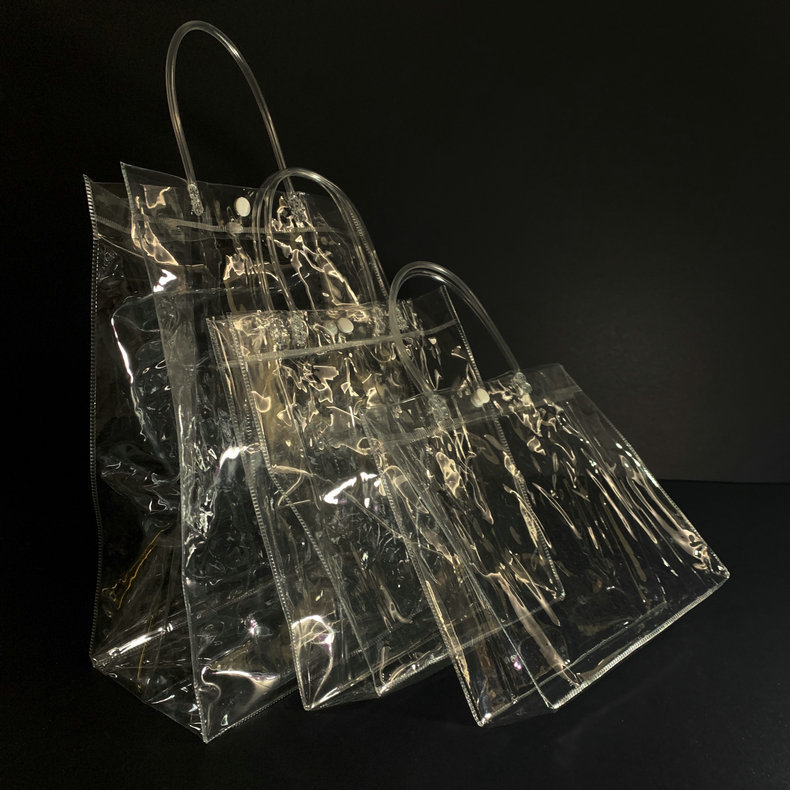 Supply Pvc Transparent Plastic Handbag Fashion Magic Color Bag Shopping Bag Gift Makeup Packaging Bag Processing Customization