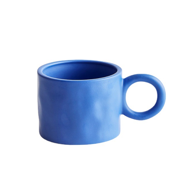 Nordic Ceramic Mug Klein Blue Hand Pinch Large Earrings Splash Ink Cup Cream Large Capacity Coffee Cup