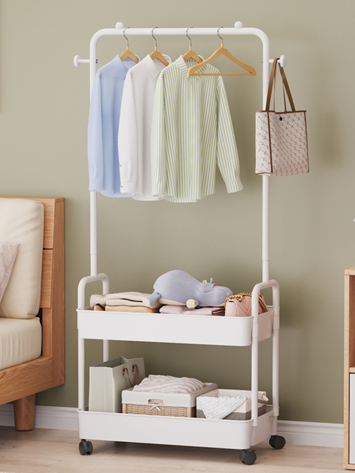 挂衣架衣帽架小型落地主卧室内移动家用宿舍房间床边衣服置物架子