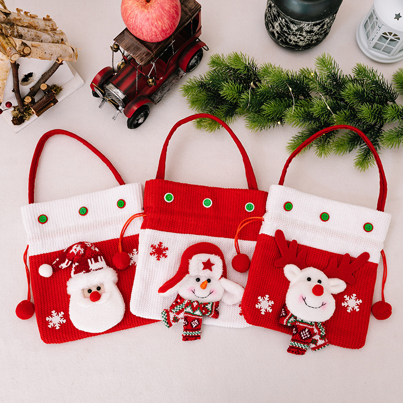 New Christmas Decoration Supplies Apple Bag Creative Cartoon Christmas Handbag Elderly Snowman Gift Bag
