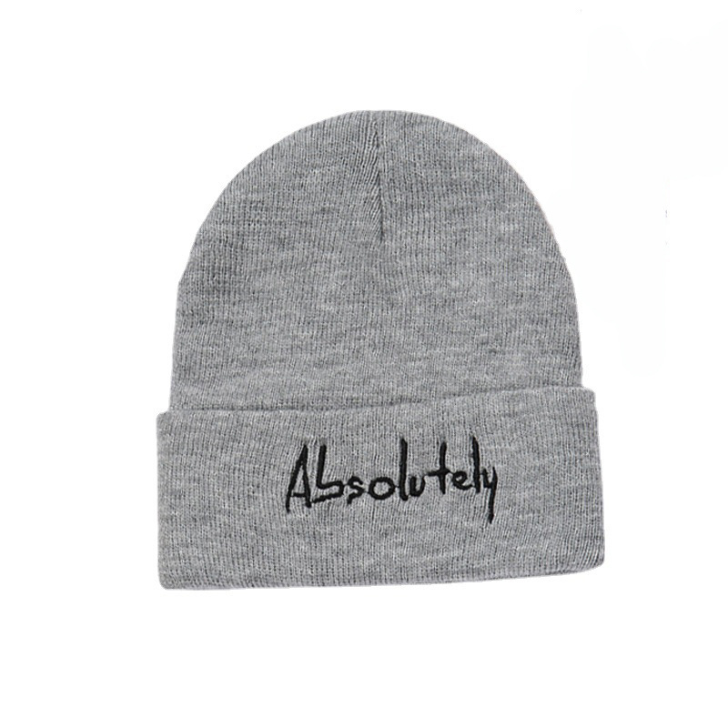 Cross-Border Letter Embroidery Knitted Hat Korean Autumn and Winter Woolen Cap Outdoor Warm Hat Trendy Men and Women Sleeve Cap Beanie Hat