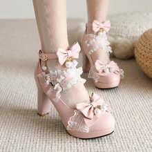 单鞋lolita鞋可爱公主lo鞋高跟鞋女粗跟单鞋女洛丽塔鞋子大码女鞋