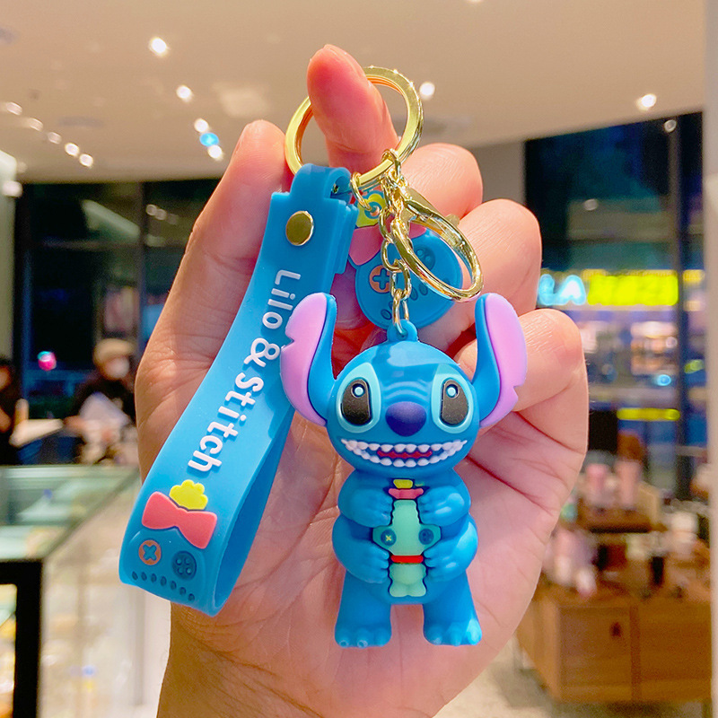 Cartoon Stitch Creative Keychain Cute Argin Handbag Pendant Car Key Chain Accessories Crane Machine Gift