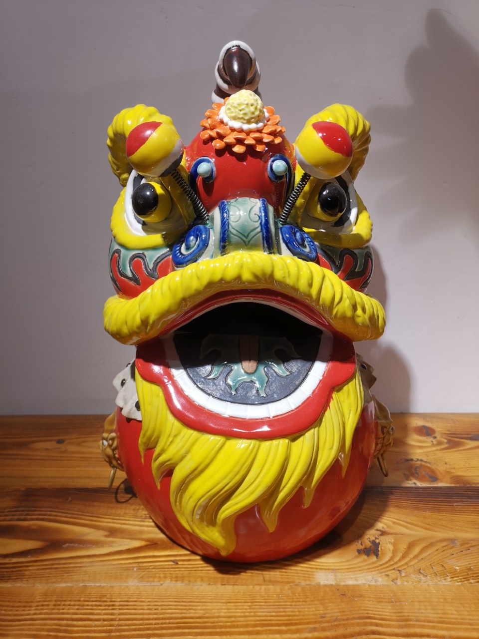 精品醒狮摆件石湾陶瓷公仔狮子动物家居客厅国家非物质文化遗产