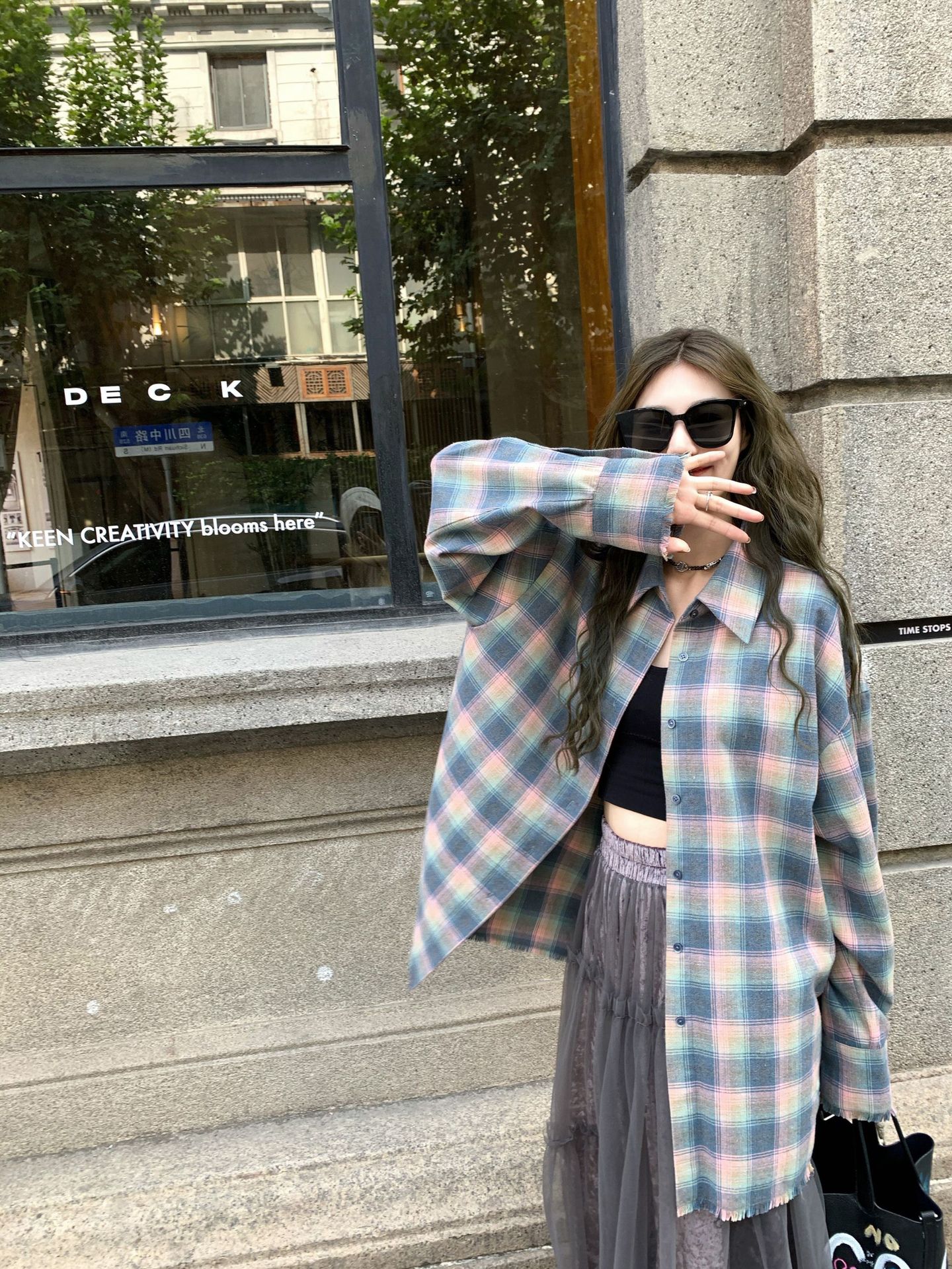 小君君布兰妮 叠叠乐 自带松弛感内搭外穿磨毛格纹衬衫女秋冬新款