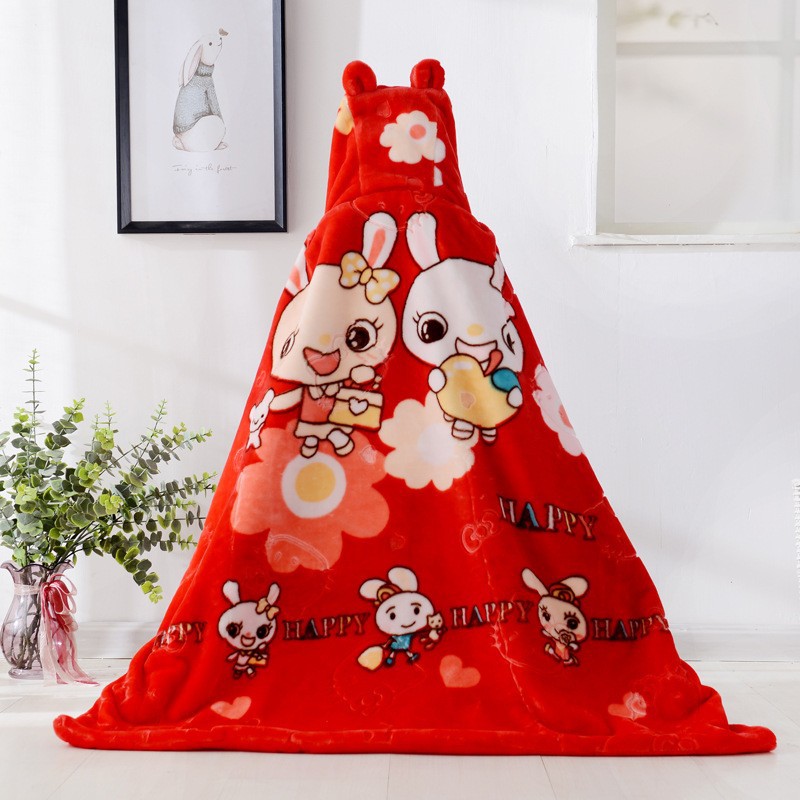 Factory in Stock Baby Blanket Cartoon Hug Blanket Double Layer Raschel Embossed Cloud Blanket Thickened Wind Cape Warm Cloak